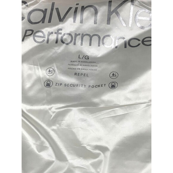 Calvin Klein Performance Repel White Puffer Jacket Black Sleeves Hooded Size L - Picture 2 of 13